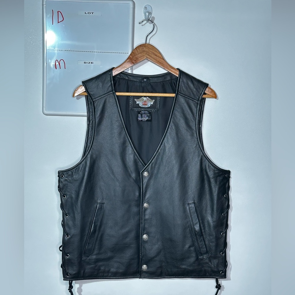 Harley Davidson Mens Leather Vest 
Men’s Sz-M